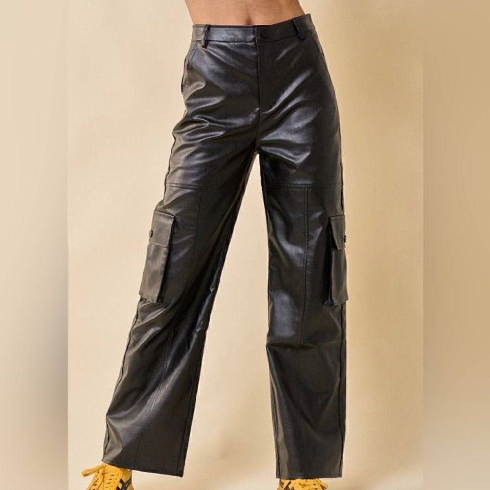 Luna Faux Leather Cargo Pants